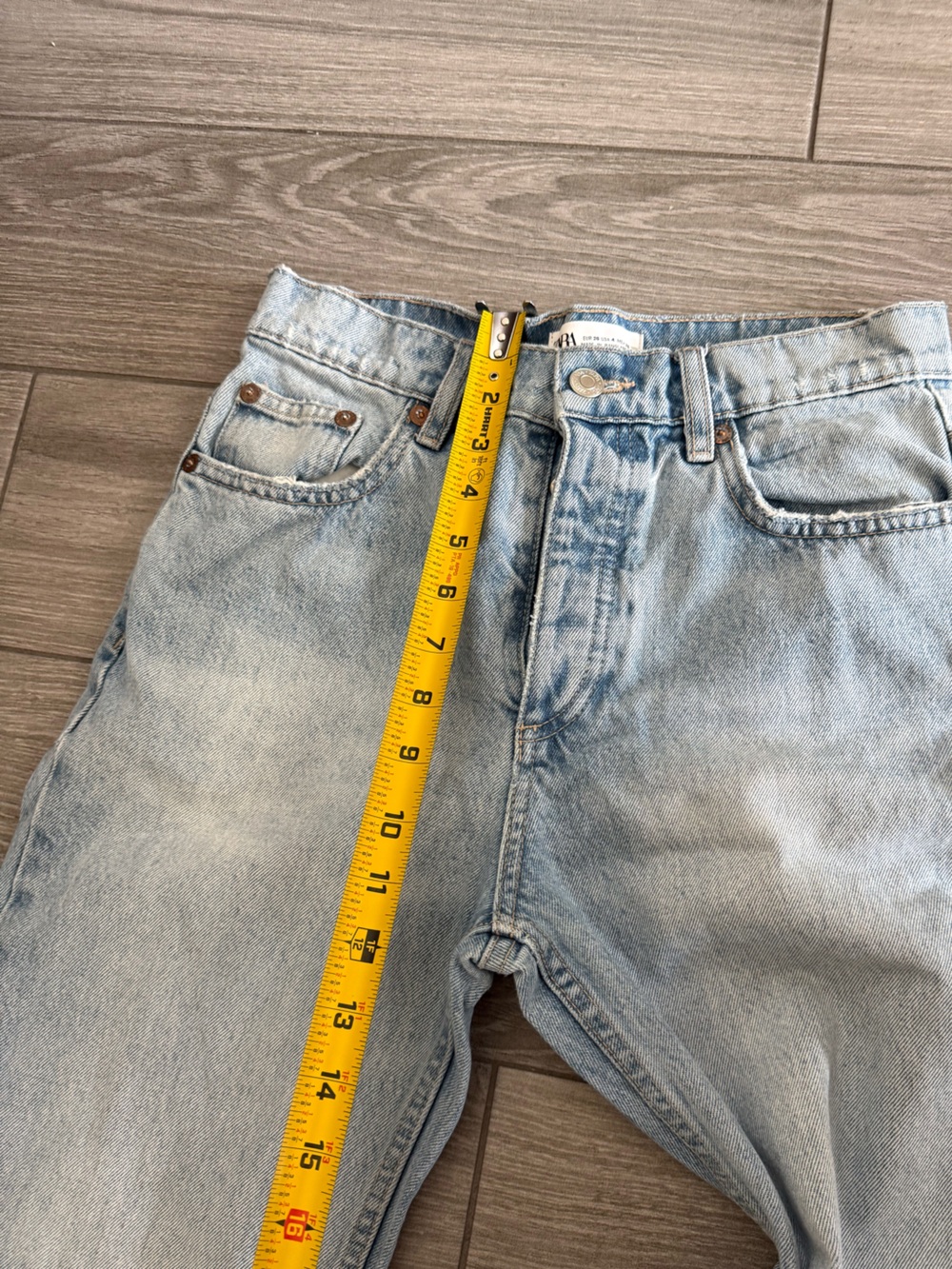 Zara|Women’s Light Wash Straight Leg Jeans with Raw Hem,high rise button fly••• - Picture 11 of 12